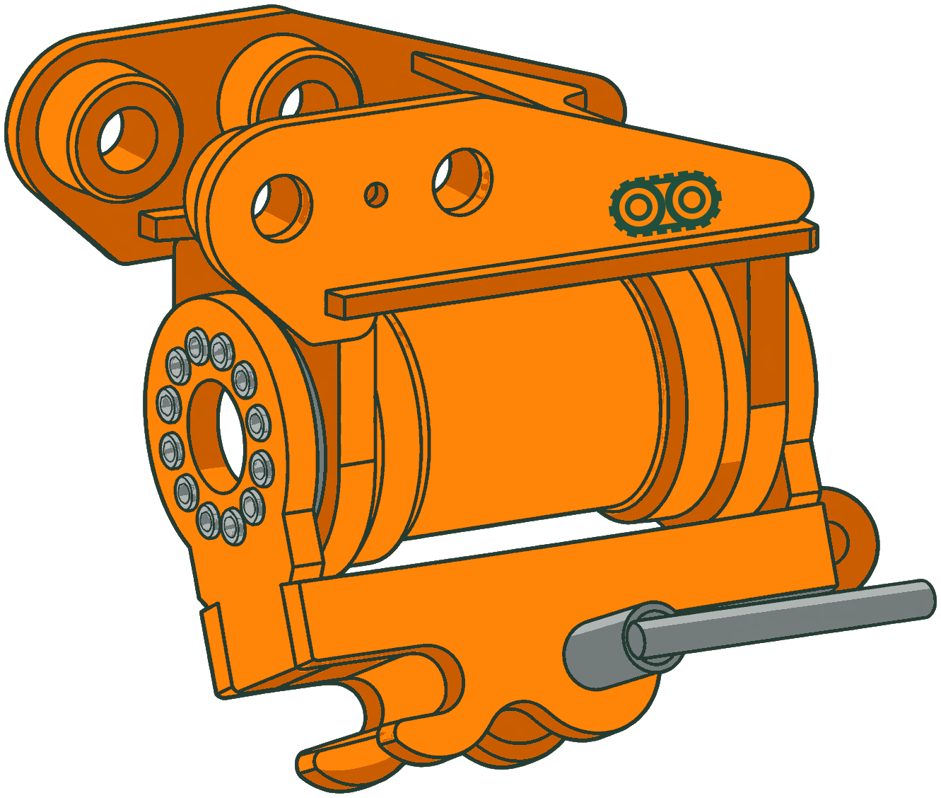 HG Hire tilting half hitch with hydraulic rotary actuator